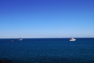 Mediterranean sea, blue water, summer, sunny day, coast, France