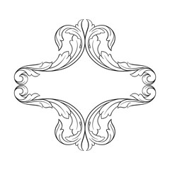 Vintage Ornament Element in baroque style with filigree and floral engrave the best situated for create frame, border, banner. It's hand drawn foliage swirl like victorian or damask design arabesque.