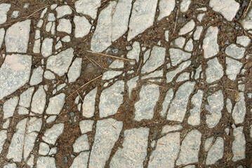 Stone road in the mountains, old road, big old stones, texture, background