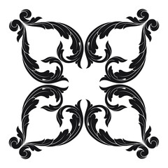 Vintage Ornament Element in baroque style with filigree and floral engrave the best situated for create frame, border, banner. It's hand drawn foliage swirl like victorian or damask design arabesque.