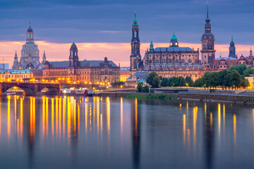 Naklejka na ściany i meble Dresden, Germany above the Elbe River