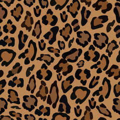 Vector Seamless pattern of leopard skin on brown background, Wild Animals pattern for textile or wall paper