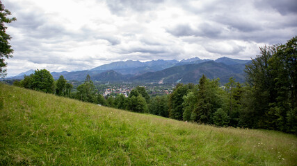 Fototapeta na wymiar europe tatra mountains green grass mountain slope sky beautiful view