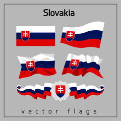 Waving vector flags of Slovakia
