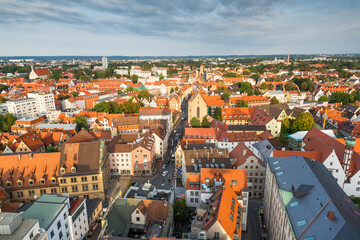 Fototapeta na wymiar Augsburg, Germany rooftop town view.