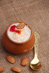 Khir or kheer payasam also known as Sheer Khurma Seviyan consumed especially on Eid or any other festival in india/asia. Served with dry fruits toppings in a bowl.