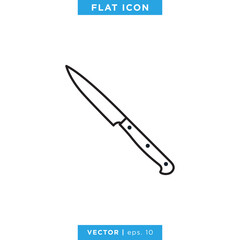 Kitchen Knife Icon Vector Design Template. Editable Stroke.