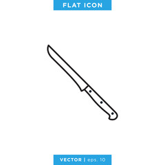 Kitchen Knife Icon Vector Design Template. Editable Stroke.