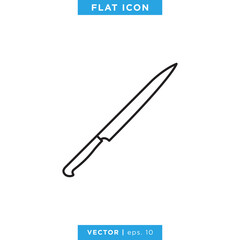 Kitchen Knife Icon Vector Design Template. Editable Stroke.