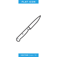 Kitchen Knife Icon Vector Design Template. Editable Stroke.