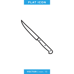 Kitchen Knife Icon Vector Design Template. Editable Stroke.