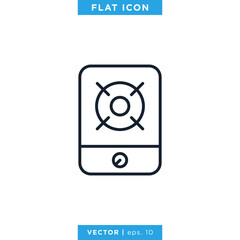 Kitchen Stove Icon Vector Design Template. Linear Style, Editable Stroke