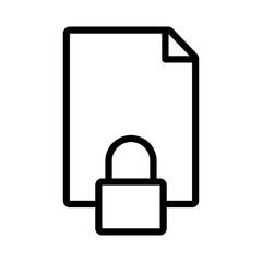 safe padlock with document data security line style