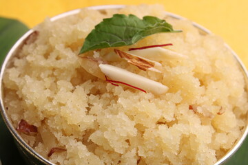 Suji ka halwa is indian dish, served as dessert or as offering to gods. Its tastes sweet and delicious. In marathi it called as sheera or ravyacha sheera.