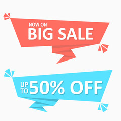 modern set of origami labels and price tag for promotion with flat design concept 