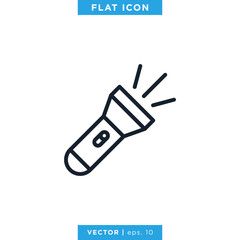 Flashlight Line Icon Vector Design Template. Editable Stroke.