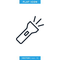 Flashlight Line Icon Vector Design Template. Editable Stroke.