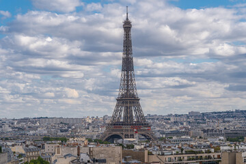 Paris, France - 07 24 2020: View of Paris from The Triumphal arch