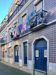 hanging laundry in lisbon