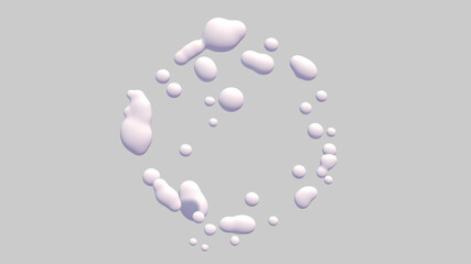 White water drops an white background. 3D rendering