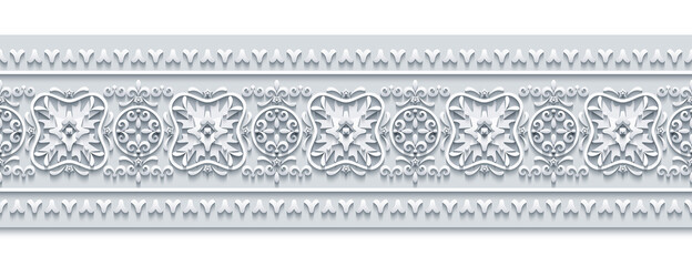 Modern volumetric ornamental stripe background.