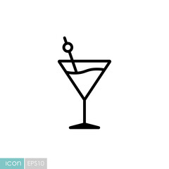 Cocktail drink glass icon vector