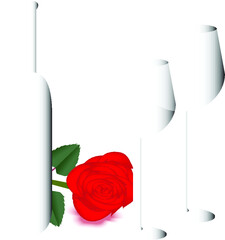 Red Rose and a Glass of Wine