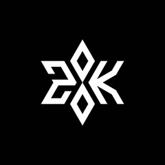 ZK monogram logo with star shape and luxury style