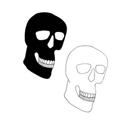 Skull profile hand drawn graphic ink sketch stock vector illustration for web, for print