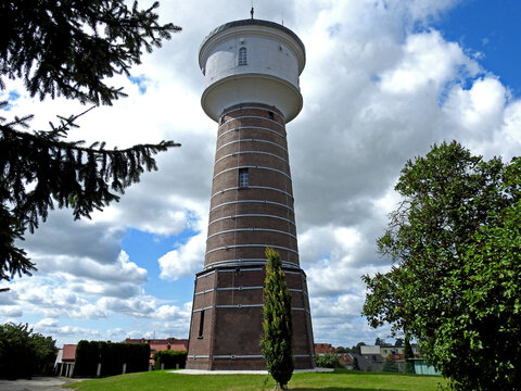 water supply pressure tower, called the water tower, built in 1907 in the town of olecko in warmia and mazury in poland