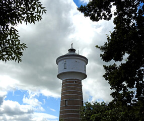 water supply pressure tower, called the water tower, built in 1907 in the town of olecko in warmia and mazury in poland