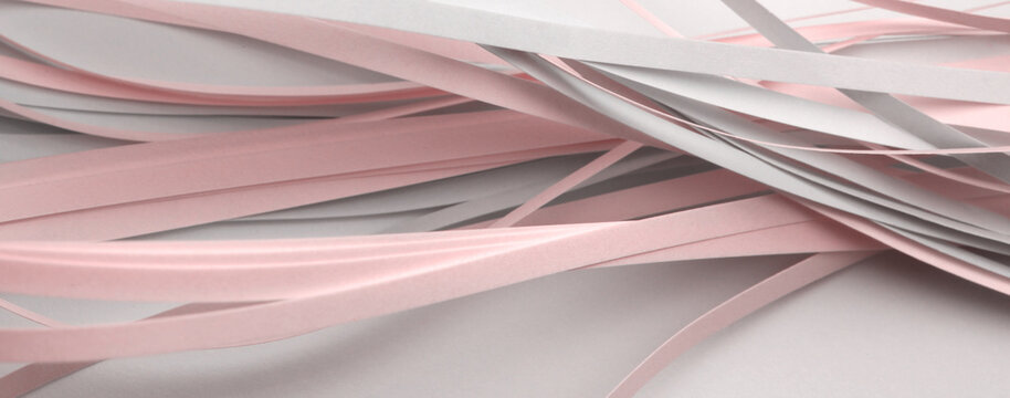 Abstract white and pink color strip wave paper background.
