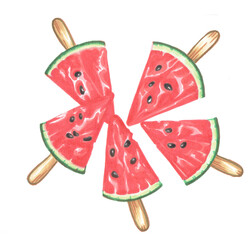 red watermellon pieces ice lolly