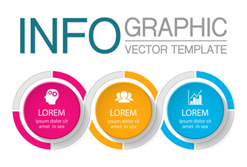 Vector infographic template with 3 steps or options. Data presentation, business concept design for web, brochure, diagram.