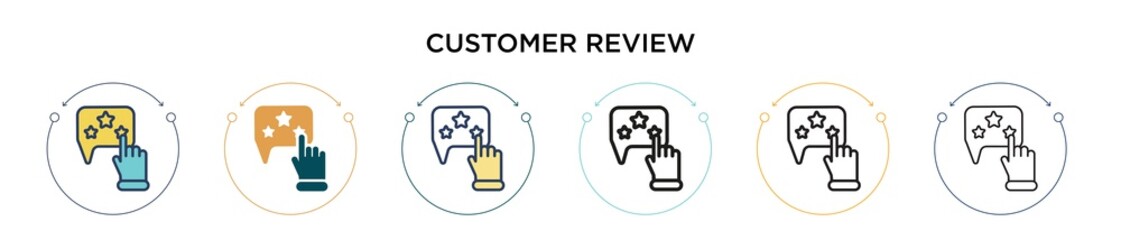 Customer review icon in filled, thin line, outline and stroke style. Vector illustration of two colored and black customer review vector icons designs can be used for mobile, ui, web