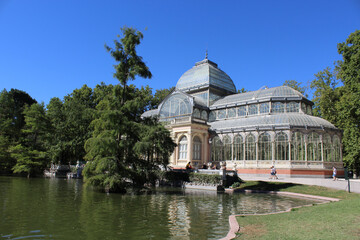 Fototapeta na wymiar El Retiro Park Palacio de Cristal, The Crystal Palace in Madrid, Spain, Europe
