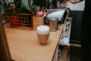 Coffee shop operation. The process of preparing drinks.
