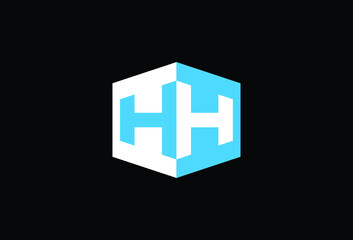 Obraz premium initial letter HH isometric monogram logo vector design template. isolated on black background.Icon.Elegant,simple and clean.