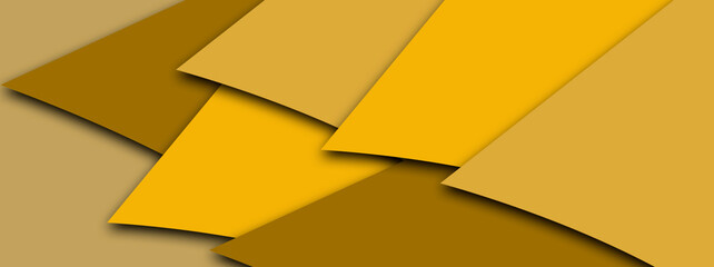 Yellow banner with abstract triangle layers. Illustration of 3d geometric shapes