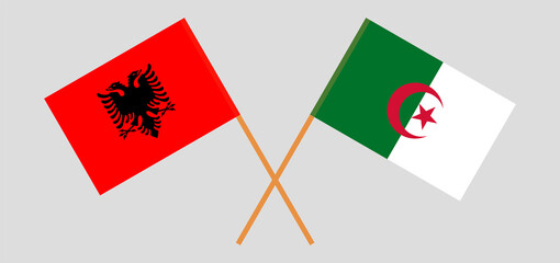 Crossed flags of Algeria and Albania