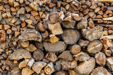 beautiful texture with dry firewood for winter.