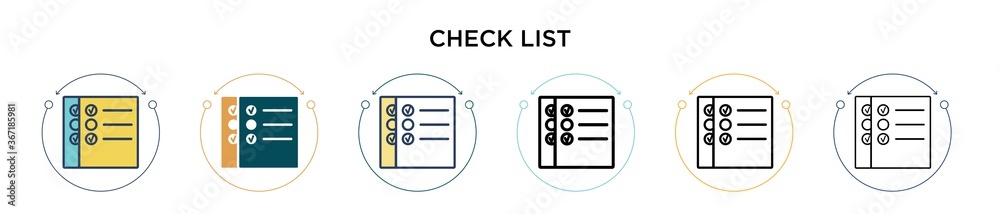 Wall mural check list outline icon in filled, thin line, outline and stroke style. vector illustration of two c