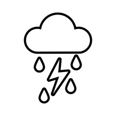 cloud with rain drops and thunder line style icon