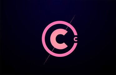 C alphabet letter logo icon. Black pink simple line and circle design for company identity