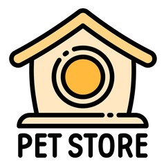 Pet store house logo. Outline pet store house vector logo for web design isolated on white background
