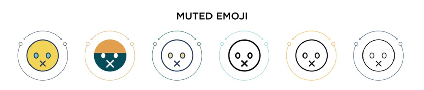 Muted emoji icon in filled, thin line, outline and stroke style. Vector illustration of two colored and black muted emoji vector icons designs can be used for mobile, ui, web
