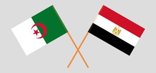 Crossed flags of Algeria and Egypt