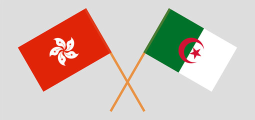 Crossed flags of Algeria and Hong Kong