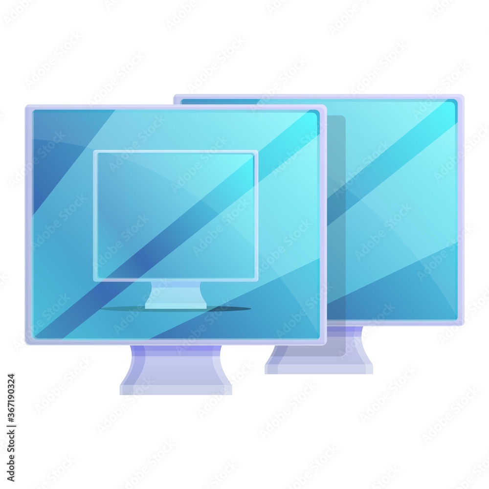 Poster network computer monitor icon. cartoon of network computer monitor vector icon for web design isolat