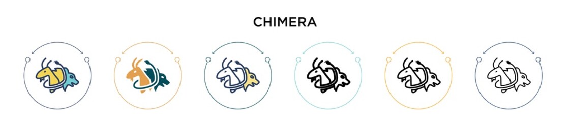 Chimera icon in filled, thin line, outline and stroke style. Vector illustration of two colored and black chimera vector icons designs can be used for mobile, ui, web - obrazy, fototapety, plakaty